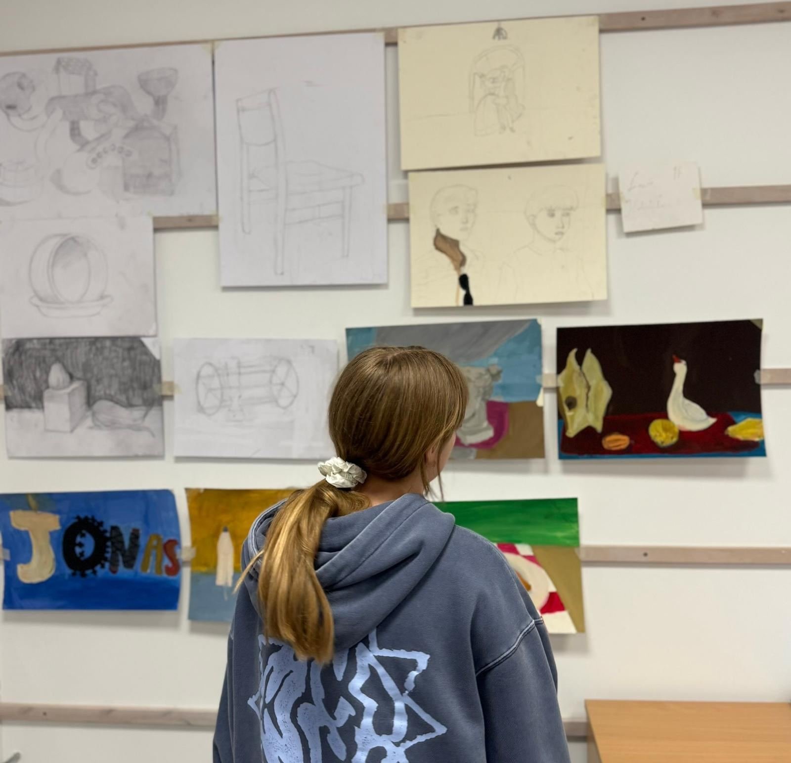 Checking the drawing wall