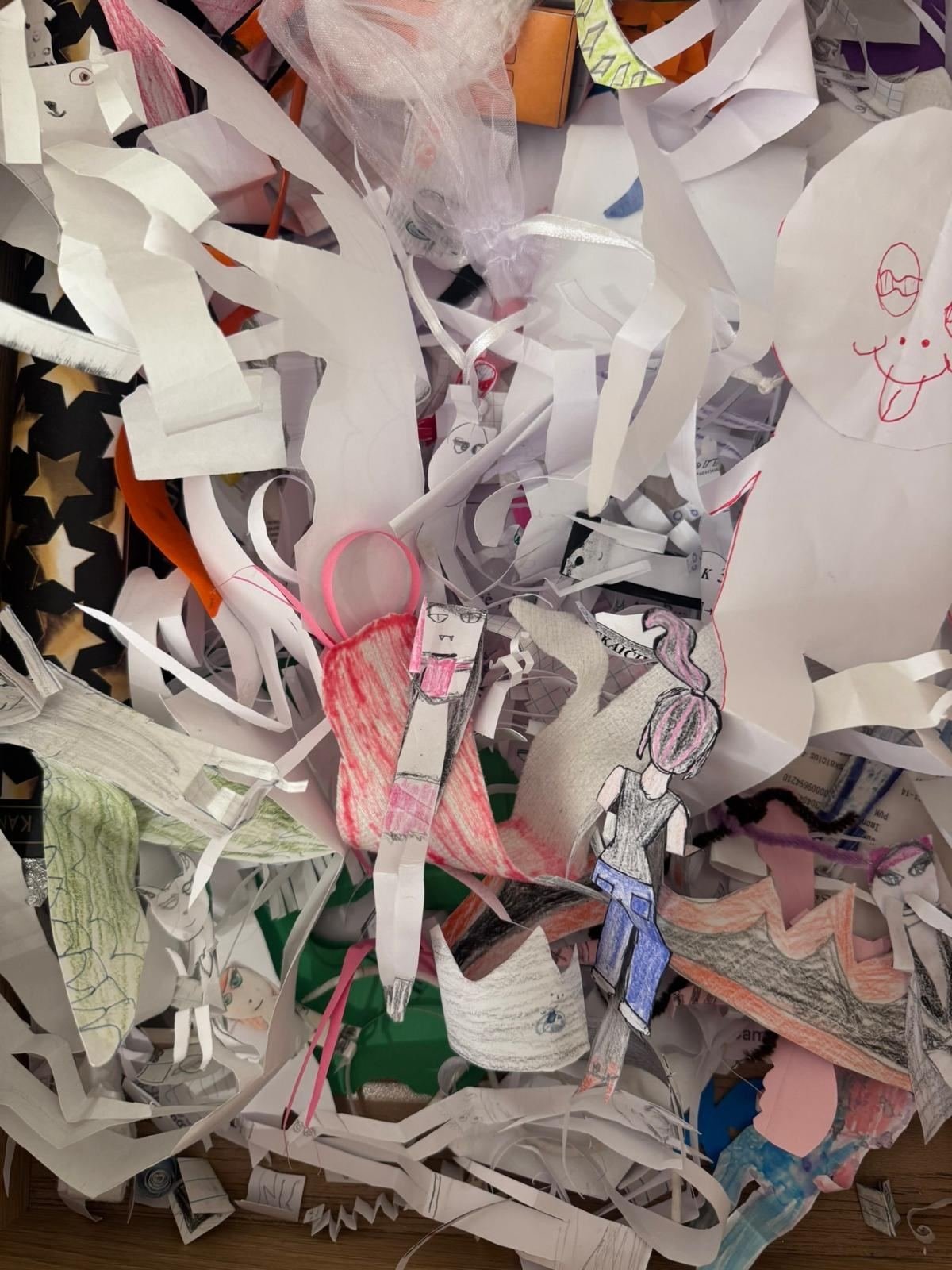 Paper animals, detail, paper, ink and thread by Laura Kolesnikovaitė