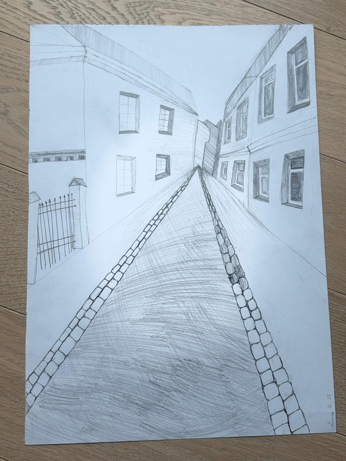 Vanishing Point, graphite on paper by Laura Kolesnikovaitė